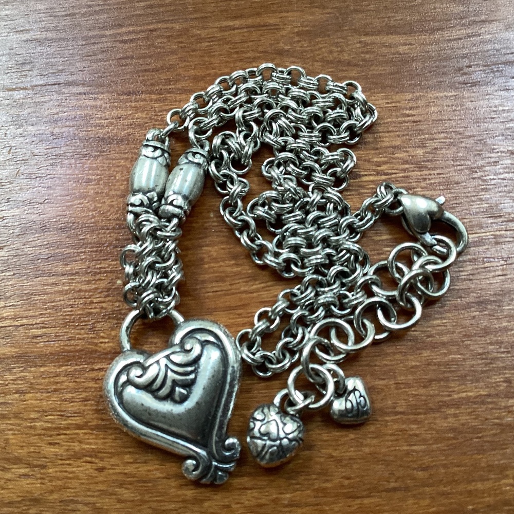 Brighton Silver-tone Necklace with Heart Shaped Pendant